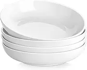 MALACASA 10" Large Pasta Bowls, 60 OZ Big Salad Bowls, Ceramic Serving Bowl Set of 4, Wide and Shallow Bowls Set, Microwave and Dishwasher Safe, Series Regular