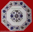 18" Marble Side Table Top Floral Inlay Lapis Handmade Work Home Decor