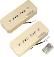[Wilkinson] M Series Low Gauss Iconic Sound Ceramic Magnet P90 Soapbar Single Coil Pickups Set for SG LP Style Electric Guitar, Cream