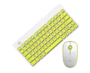 Wireless Keyboard And Mouse Set Laptop Mini-Usb Mouse Keyboard - White Yellow