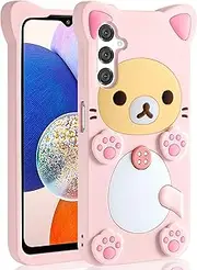 STSNano Kawaii Phone Case for Samsung Galaxy A14 5G 6.6'' 3D Cute Cartoon Bear Phone Case for Women Girls Kids Fashion Cool Funny Fun Bear Soft TPU Case for Samsung Galaxy A14 5G Silicone Cover PK