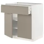 METOD / MAXIMERA base cabinet with drawer/2 doors, white/Upplöv matt dark beige, 80x60x80 cm