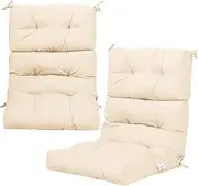 Costway Rocking Chair Cushion, Indoor Outdoor Adirondack Chair Cushion w/Fixing Straps, High Back Chair Cushion Rebound Foam for Outdoor Furniture (2, Beige, 116 x 56.5 x 12cm)
