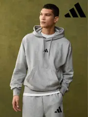 adidas Grey Essentials Feelcozy Fleece Hoodie (E37762) | $88