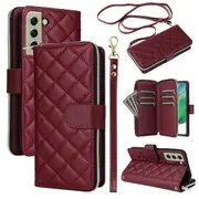For Samsung Galaxy S21 FE 5G Case Rhombus PU Leather Wallet Zipper Phone Cover