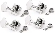 GOOHOCHY Upgrade Your Bass Guitar 4r Silver Bass Machine Head Tuners Tuning Pegs 1 to 24 Gear Ratio Bass Tuning Pegs
