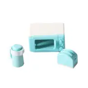 Dollhouse Mini Kitchen Utensils Microwave Bread Maker Kettle Pretend Play Set