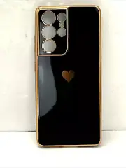 Samsung Galaxy S23 Ultra/S22 Plus/S21 Love Heart Plating Case Camera Cover New.