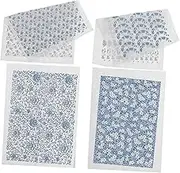 4 Sheets of Underglaze Transfers Blue White Decorative Transfer Paper for Pottery DIY Craft Accessories