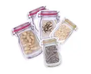 10PCS Mason Jar Reusable Zip Lock Bag Food Storage Stand Up Zipper Pouch PE