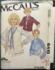 McCalls 6410 Uncut Vtg Uncut Blouse Reversible Vest Plus Size 20-24 Bust 42-46