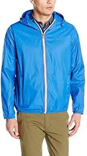 [Tommy Hilfiger] Men's Lightweight Hooded Packable Windbreaker Jacket