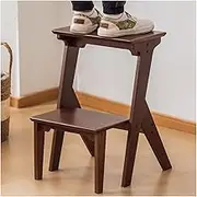 Wooden Step Stool 2 Step,Household Step-Ladder Bamboo Footstool Plants Shelf Display Rack,Portable Wooden Step Ladder for Kitchen,Balcony(Two Steps)