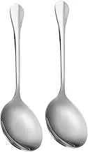 FONDOTIN 2pcs Extra Large Stainless Steel Serving Spoons for Buffet Dinner Generous Capacity for Rice Soup Salads Long Handle Dishwasher Safe Versatile Kitchen Utensils