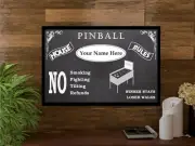 PERSONALIZED VINTAGE CHALKBOARD LOOK PINBALL HOUSE RULES POSTER - FRAMED