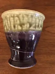 Studio/ Handcrafted Purple & Green Drip Glaze Pottery Cup Vase-Signed-Stunning!