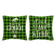 2pcs Christmas Pillow Covers Cute Print Throw Cushion Case for Couch Sofa Bed Bedroom Home Decor-Style 7 and Style 8