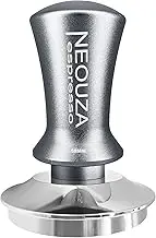 NEOUZA 58mm Coffee Tamper Spring Loaded Self-Leveling for Espresso Machine, Stainless Steel Anti-Stick Base, Aluminium Handle (Grey)