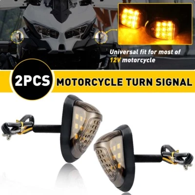 2X 12v Mount Flush Motorcycle LED Turn Signals Light Blinker Amber Indicator