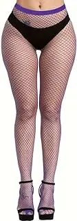 [Boolavard] Fishnet Stockings, High Waist Tights for Women, Sparkle Rhinestone Fishnets Party, Fish Net Tights Ladies Plus Size One Size Fit All