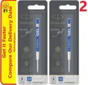 2 x BLUE Parker Gel Ballpoint Pen Refill Medium 0.7mm Factory Sealed Packs