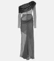 [Christopher Esber] Christopher Esber Asymmetric sheer silk maxi dress AU 8 grey