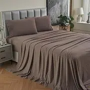 Cotton Jersey King Sheets- Ultra Soft Jersey Sheets King Bed-Breathable King Cotton Jersey Sheet Set- Skin Friendly King Bed Cotton Sheets- T Shirt Fitted Sheet Set Coffee Marle, King