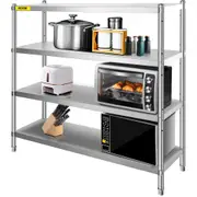 VEVOR Storage Shelf, 4-Tier Stainless Steel Shelving, Storage Shelving Unit, 70.9 x 17.7 x 59.1 Inch Heavy Duty Storage Rack Shelving, 1320 Lbs Total