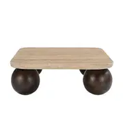 [James Lane] Bon Travertine & Acacia Coffee Table Brown