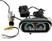 2 in 1 LCD Universal Car Horizontal Water Temp Gauge Oil Pressure Gauge for 10mm Sensor