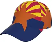 [YANYU] Arizona State Flag Print Adjustable Snapback Hat Baseball Cap Comfortable and Stylish for Men and Women Black, Black, One Size