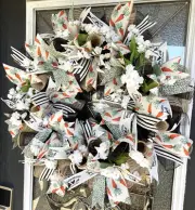 Modern Farmhouse Easter Spring Carrot Deco Mesh Front Door Wreath Home Decor