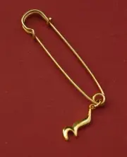 Crotchet - 1/4th note Music Rest Gold Pin Badge, New