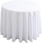 FANIVIN Polyester Tablecloth Table Linen Coffee Table Kitchen Table Cover Table Cloth Round Simple Style White Diameter 180 cm