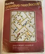 Bucilla Creative Needlecraft “Sing-A-Long”Crewel Embroidery Bird Bamboo Trellis