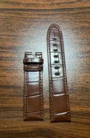 Alligator Crocodile Leather For MONTBLANC Watch Brown Strap Band Clasp Pins HQ