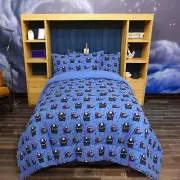 3 Piece Polyester Microfiber Kids Bed Comforter Set Small Black Cartoon