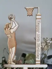 Netball Cake Topper, Personalised Birthday Cake Decoration, Engraved