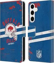 Head Case Designs Officially Licensed NFL Helmet Distressed Buffalo Bills Logo Art Leather Book Wallet Case Cover Compatible with Samsung Galaxy S24+ 5G