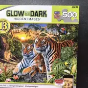 Masterpieces "Family Tree"Glow in Dark Hidden Images 500pc Tigers Jigsaw Puzzle