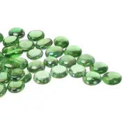 Glass Beads,36pcs Flat Glass Gemstone Transparent Green 0.44lbs Glass Pebbles