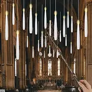 [xisiciao] Flameless Floating Candles, Hanging Window Candles Flickering, Candles for Christmas Halloween Decorations，1.5 * 15.5 Remote Control Model, 12 Pieces Including one Magic Wand(White)