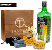 8x Whiskey Granite Reusable Chilling Stones & 2 Crystal Reg. Size Scotch Glasses
