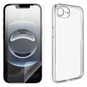 For Apple iPhone 16e Clear Phone Case Cover and Soft Film Screen Protector Guard