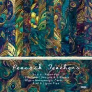 Gorgeous Peacock Feathers Scrapbook Card Journal Craft Paper