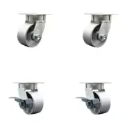 4 Inch KP Semi Steel Cast Iron Swivel Caster Set with Ball Bearings 2 Brakes