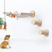 BEBOBLY Cat Wall Shelves and Perches Set | Kitty Hammock Wall Mounted Climbing Shelf with Two Steps | Modern Pet Sisal Stairway Stairs