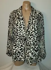 Chicos NWT 2 Large 12-14 Leopard Print Soft 3/4 Sleeve Jacket Blazer