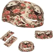 FJWSLCH Opossum and Roses Headbands for Women Men Non Slip Workout Sweatbands Adjustable Sports Hair Bands Elastic Head Bands Moisture Wicking Hairband for Running, Cycling, Yoga, Spa