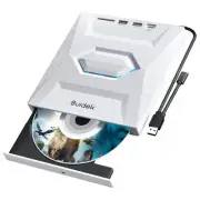 External CD DVD Drive, Ultra Slim Portable CD Player for Laptop CD DVD +/ White